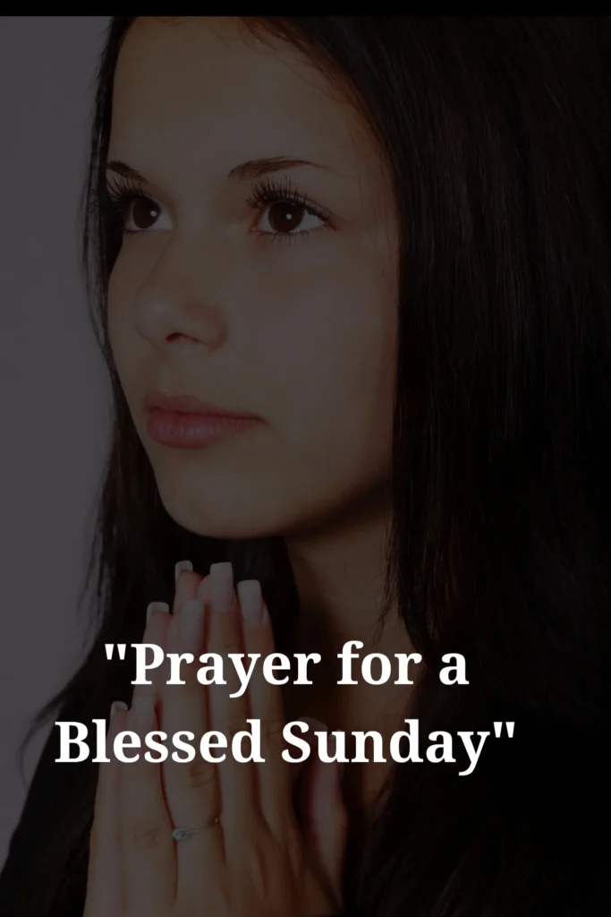 Prayer for a blessed Sunday image with hands folded in prayer.